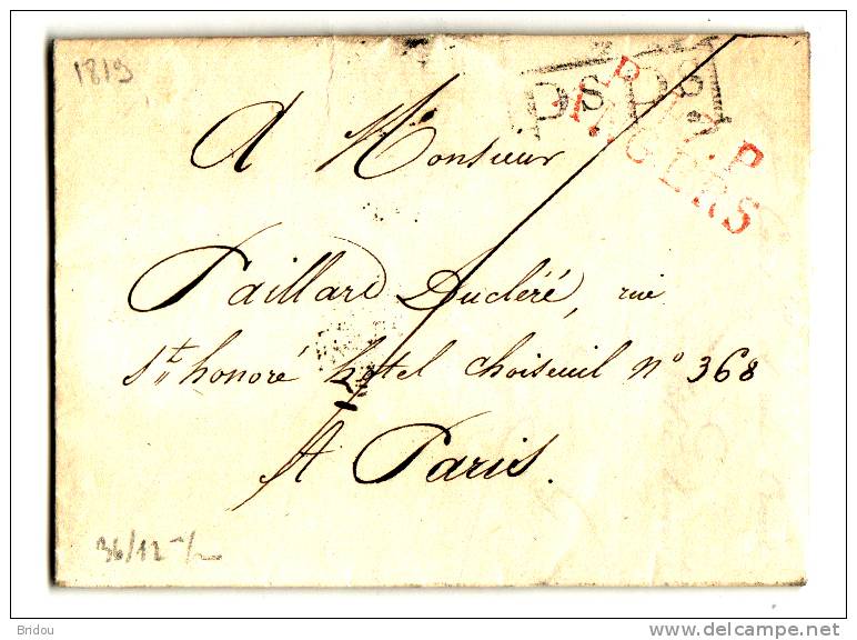 49  Pli Avec Marque Postale De ANGERS Rouge PP   1819 - 1801-1848: Précurseurs XIX