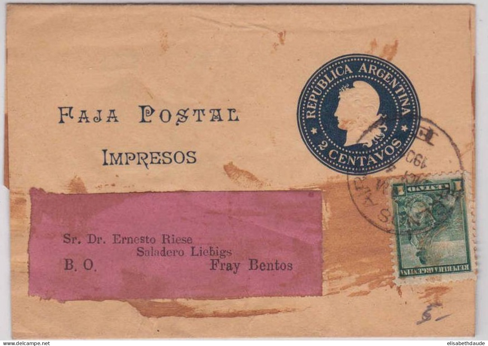 ARGENTINA - 1901 - ENTIER BANDE-JOURNAL De BUENOS AIRES - Interi Postali