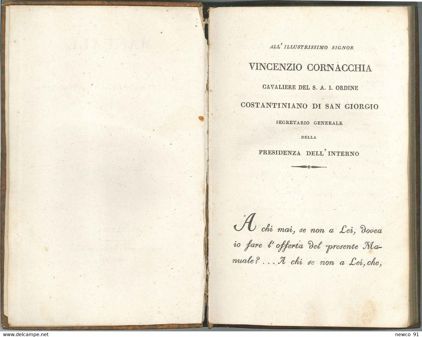 1835 - MANUALE PER GLI UFFIZIALI DELLO STATO CIVILE DEI DUCATI DI PARMA; PIACENZA E GUASTALLA - AUTORE: GIUSEPPE VIGNOLI - Alte Bücher