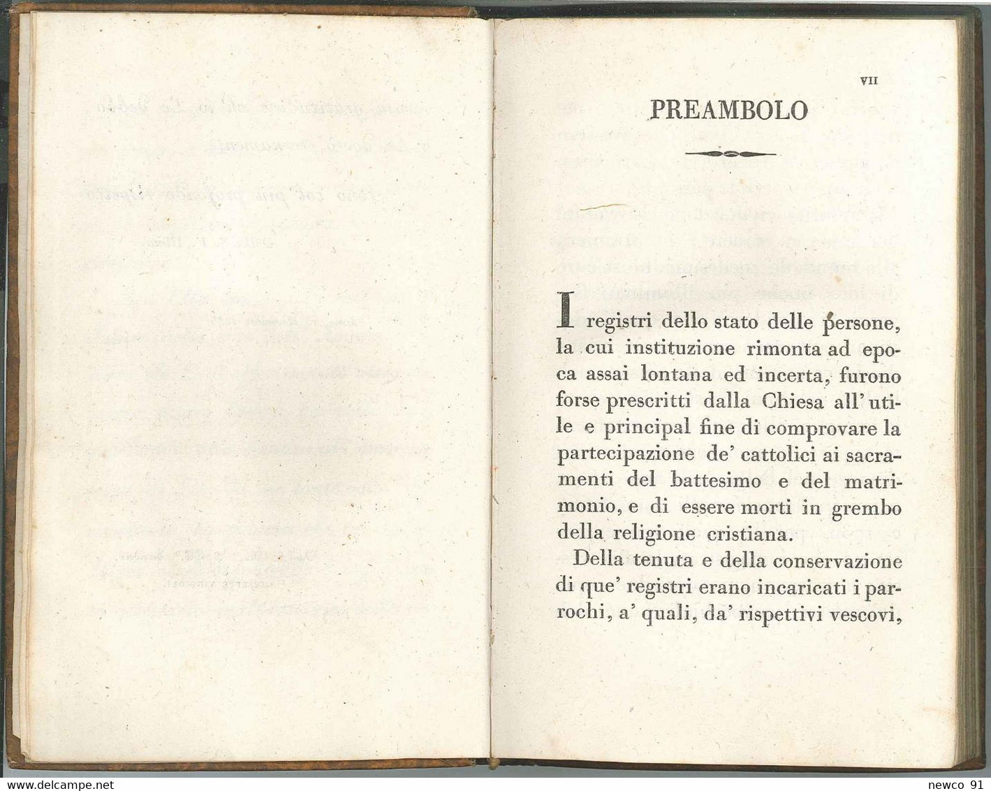 1835 - MANUALE PER GLI UFFIZIALI DELLO STATO CIVILE DEI DUCATI DI PARMA; PIACENZA E GUASTALLA - AUTORE: GIUSEPPE VIGNOLI