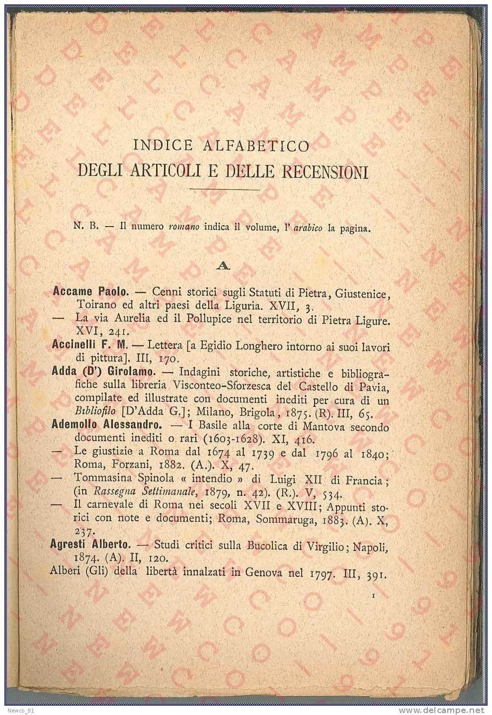 ANNUARIO DELLA SOCIETA´ LIGURE DI STORIA PATRIA, GENOVA nella Sede della Società - Tipografia: V. AMADORI ROMA - 1901