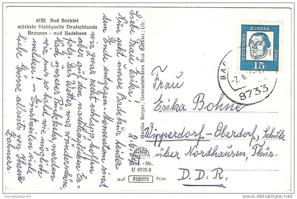 AK 67252 8733 Bad Bocklet Stärkste Stahlquelle Deutschlands Brunnen - Und Badehaus -2. 6. 64. --15 8733 BAD Bocklet - Bad Kissingen