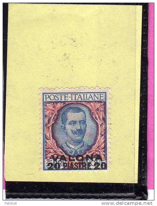 LEVANTE VALONA 1909 - 1911 SOPRASTAMPATO D´ITALIA ITALY OVERPRINTED 20 PI SU LIRE 5  MNH - Bureaux D'Europe & D'Asie