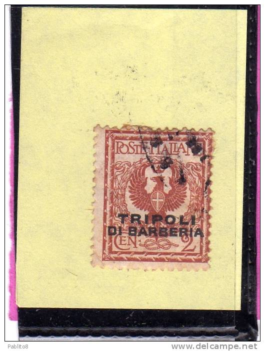 TRIPOLI DI BARBERIA 1915 SOPRASTAMPATO D´ITALIA ITALY OVERPRINTED CENT. 2 C USATO USED OBLITERE´ - Europese En Aziatische Kantoren