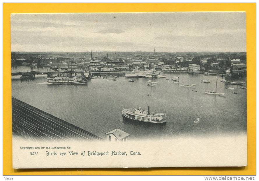 1905. Bird Eye Of Bridgeport Harbour , Connecicut. Early PPC Excellent Condition, Ships, Bateaaux.USA - Bridgeport