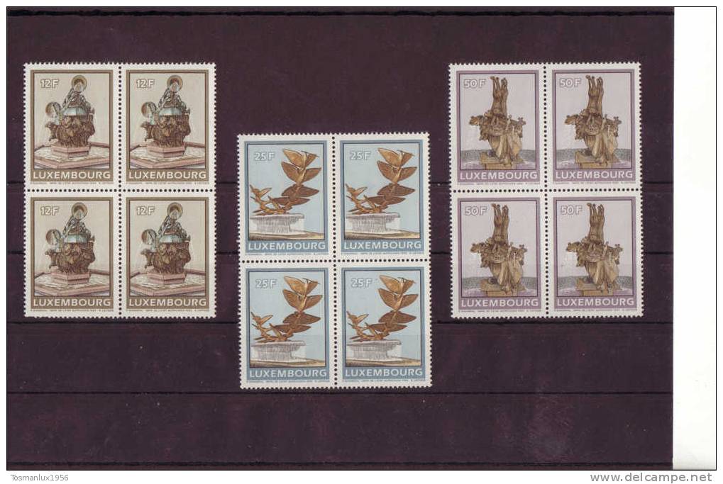 LUXEMBOURG 1990  FONTAINES   BLOC DE 4 TIMBRES  TTBE / ** /  ( NEUF) - Neufs