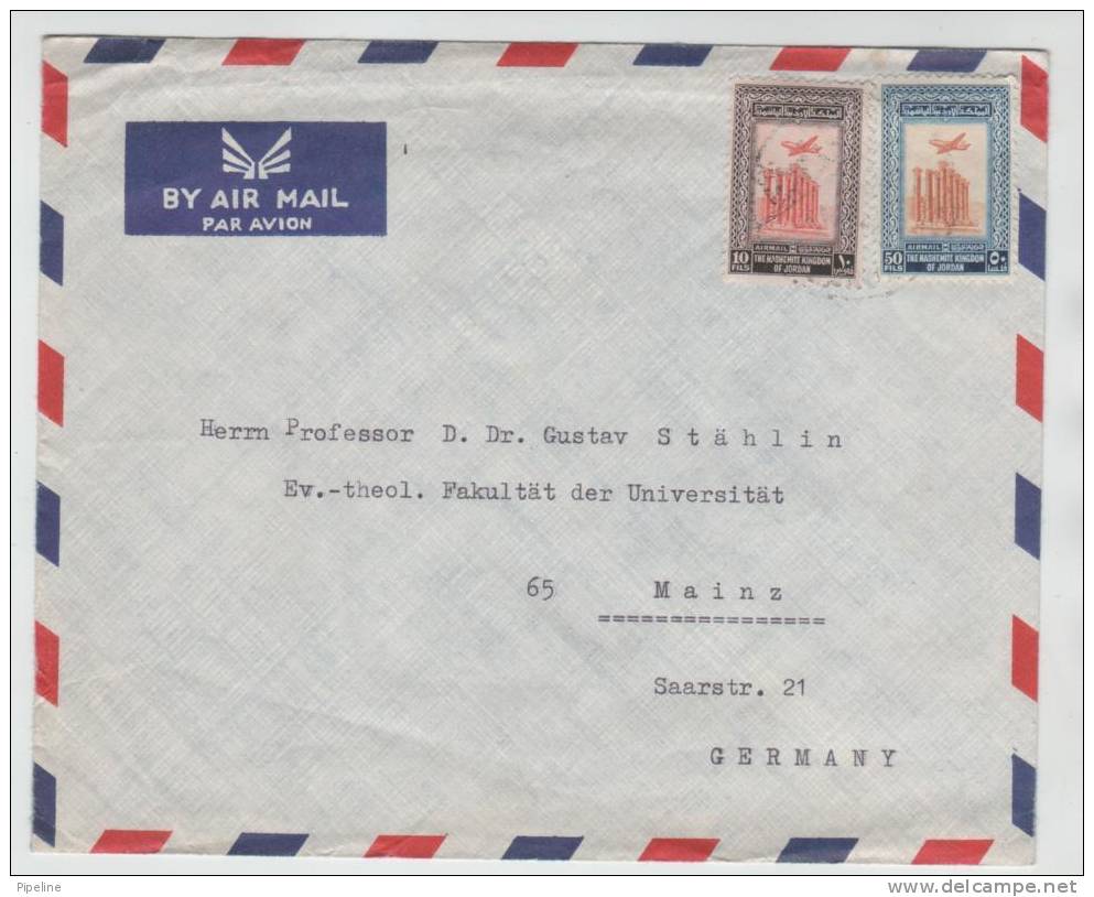 Jordan Air Mail Cover Sent To Germany - Jordan