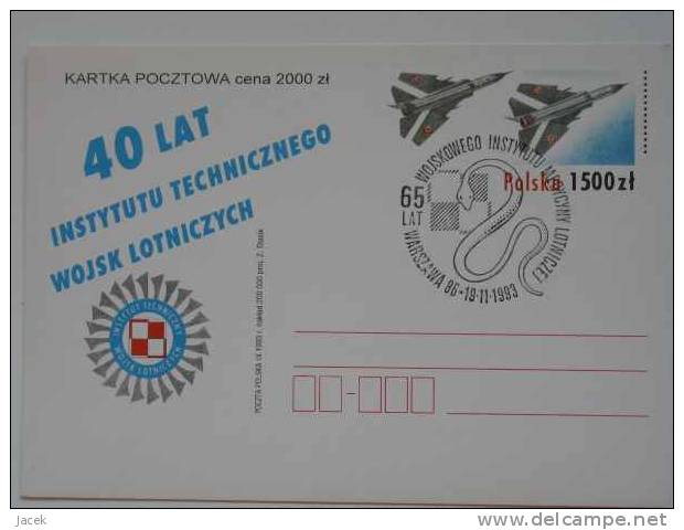 40 Years Polish Aviation Institute   /aviation Stamped Stationery - Cartes Maximum