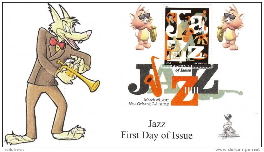 Jazz First Day Cover, W/ Digital Color Pictorial Cancel, From Toad Hall Covers! - 2011-...