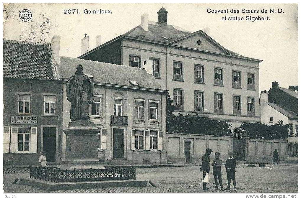 CPA  1913    BELGIQUE  GEMBLOUX Couvent Des Soeurs De N.D.et Statue De Sigebert - Gembloux