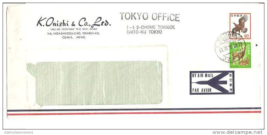 56133)lettera Giapponese Aerea Con Un Valore Da 10p + Annullo Del 18-3-1975 - Covers & Documents