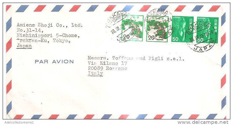 56138)lettera Giapponese Aerea Con 4 Valori Da 2x50p + 2x20p + Annullo Del 16-3-1979 - Covers & Documents