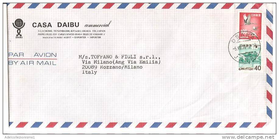 56140)lettera Giapponese Aerea Con 2 Valori Da 40p + 100p + Annullo Del 15-8-1978 - Lettres & Documents