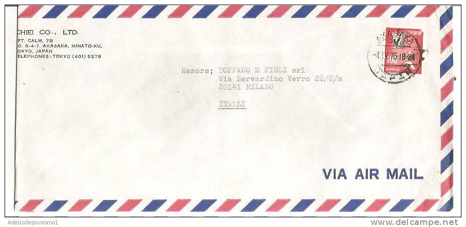 56144)lettera Giapponese Aerea Con Un Valore Da 100p + Annullo Del 4-4-1975 - Covers & Documents