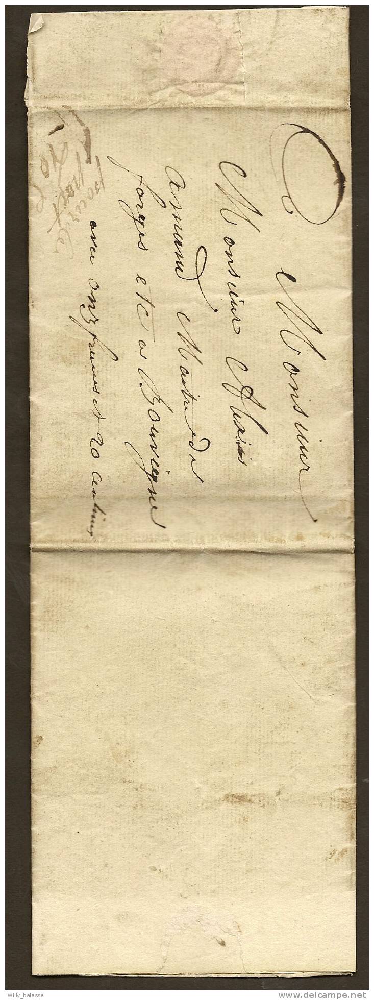 Belgique Lettre 1837 Datée De Marche Pour Bouvignes Avec Manuscrit " Avec Onze Franc 20 Centimes "+ " Pour Le Port 40c" - 1830-1849 (Belgique Indépendante)