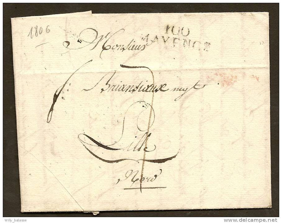 Belgique Lettre 1806 Lettre Avec Marque 100/mayence + 7 Pour Lille - 1794-1814 (Période Française)