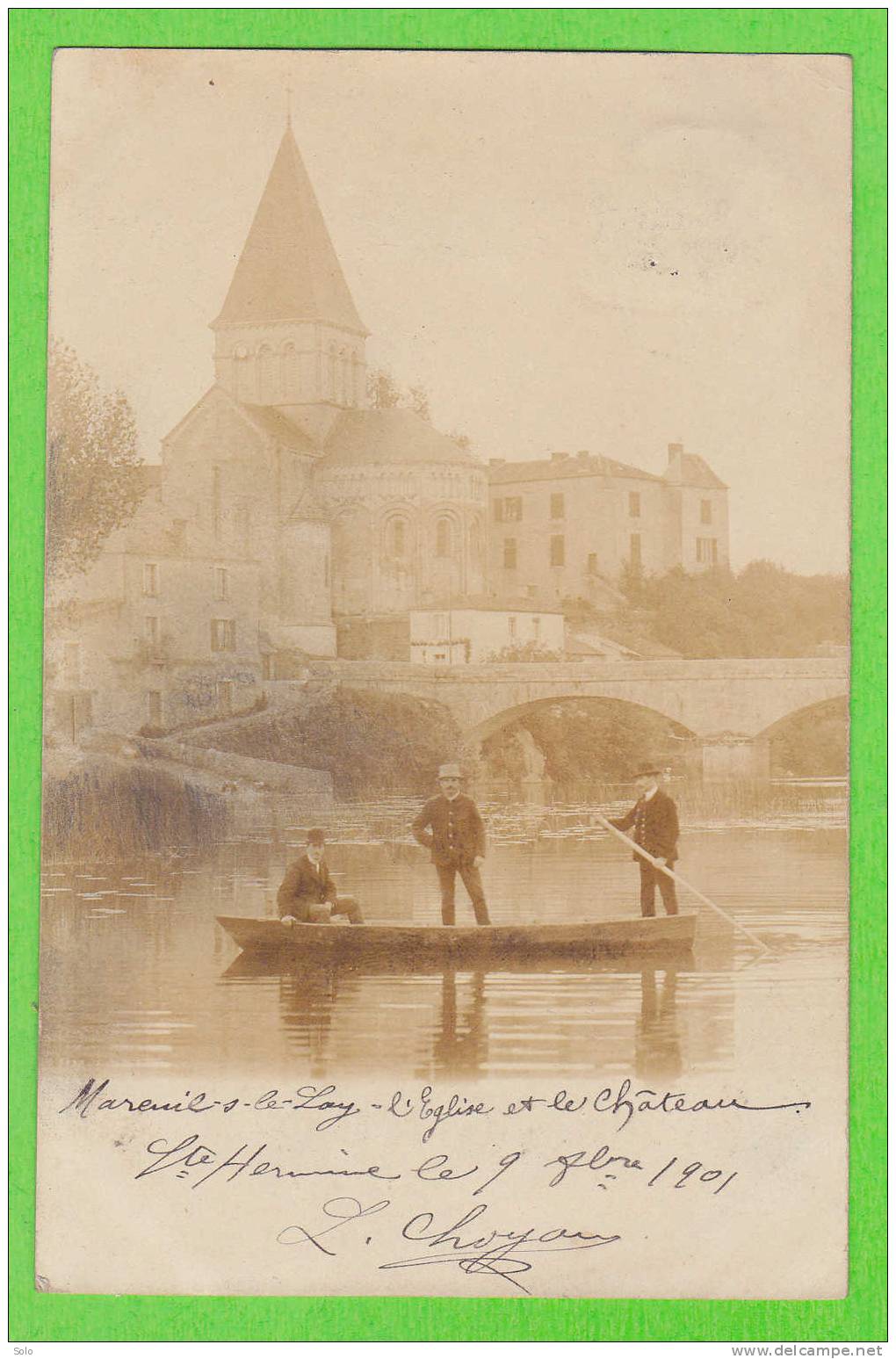 MAREUIL SUR LE LAY - L'Eglise Et Le Château (Barque Animée) - Mareuil Sur Lay Dissais