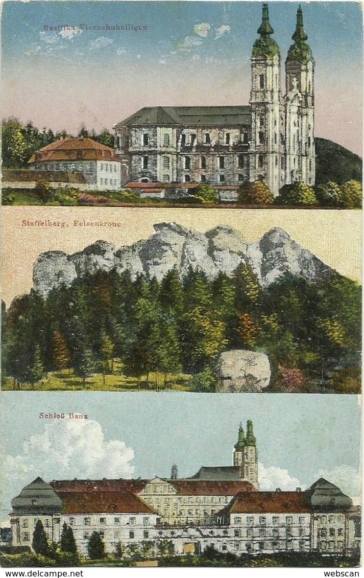 AK Bad Staffelstein Etagenkarte Vierzehnheiligen Staffelberg  Schloss Banz Color 1924 #15 - Lichtenfels