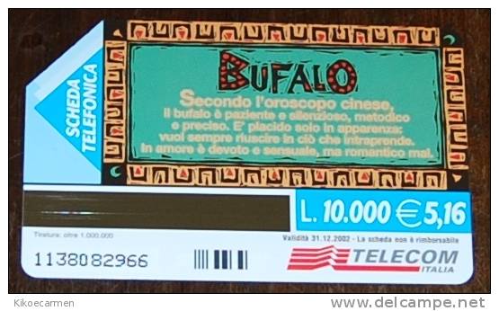 2scans Telecom Italia Italy 2002 BUFALO OROSCOPO CINESE CHINESE ZODIAC HOROSCOPE 31.12.91 £ 10000 - Zodiaco