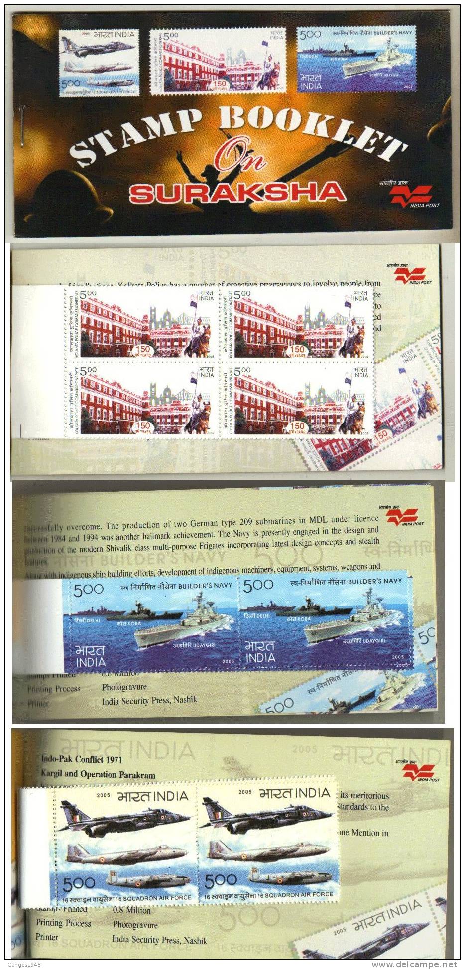 India 2006 Defence Efforts  SURAKSHA  STAMP BOOKLET #02084 - Covers & Documents