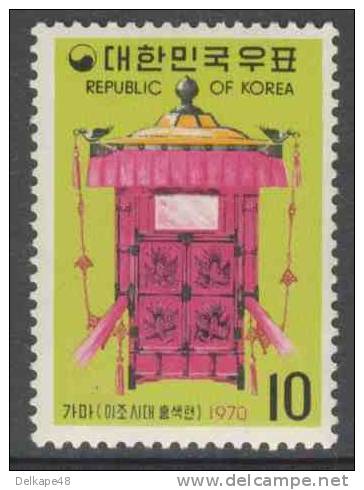 Korea South 1970 Mi 714 ** Royal Palanquin (Yi Dynasty) / Sänfte Des Königs / Chaise à Porteurs / Draagstoel - Otros (Tierra)