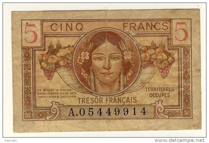 TRESOR  FRANCAIS  -  5  Francs  -  Pick M6 - 1947 French Treasury