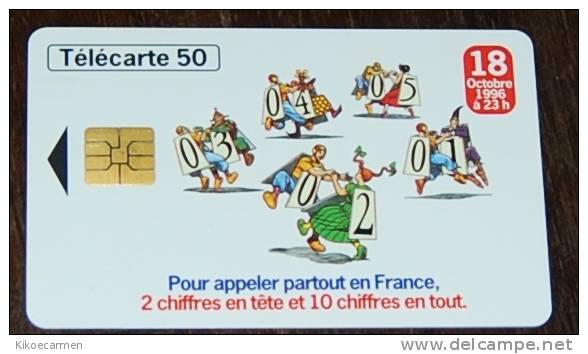 2scans Francia France Telecom TELECARTE 50 U NUMEROTATION 10 CHIFFRES Comic Cartoon Detergent Comique Comics Cartoons - 1996