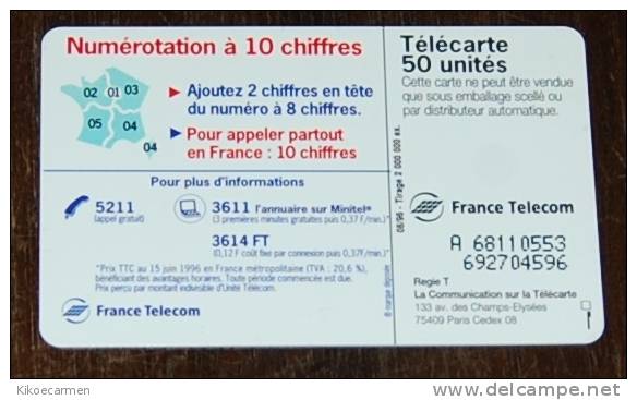 2scans Francia France Telecom TELECARTE 50 U NUMEROTATION 10 CHIFFRES Comic Cartoon Detergent Comique Comics Cartoons - 1996
