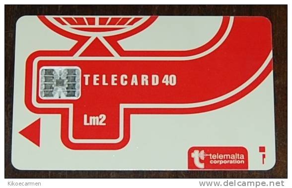 2scans MALTA - TELEMALTA 40 Lm2 CORPORATION CHIP LOGO RED LM 2 CODE 6 FIGURES - Malta