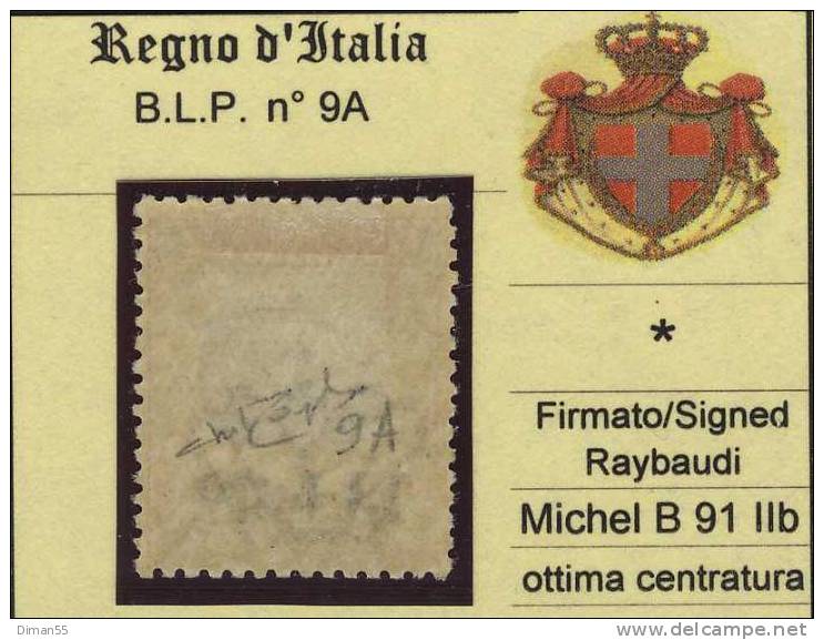 ITALIA - BLP N.9A - Cat. 800 Euro - Firm. RAYBAUDI - OTTIMA CENTRATURA - NUOVO Ling.- MH* - ORIGINALGUMMI M/Falz - Timbres Pour Envel. Publicitaires (BLP)