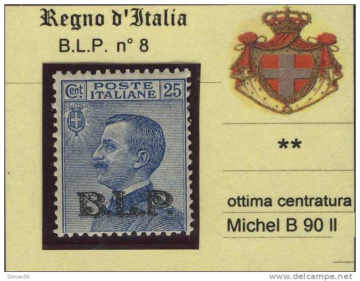 ITALIA - BLP N.8 - Cat. 1200 Euro - Firm. RAYBAUDI - OTTIMA CENTRATURA - GOMMA INTEGRA - MNH** - LUXUS POSTFRISCH - Stamps For Advertising Covers (BLP)