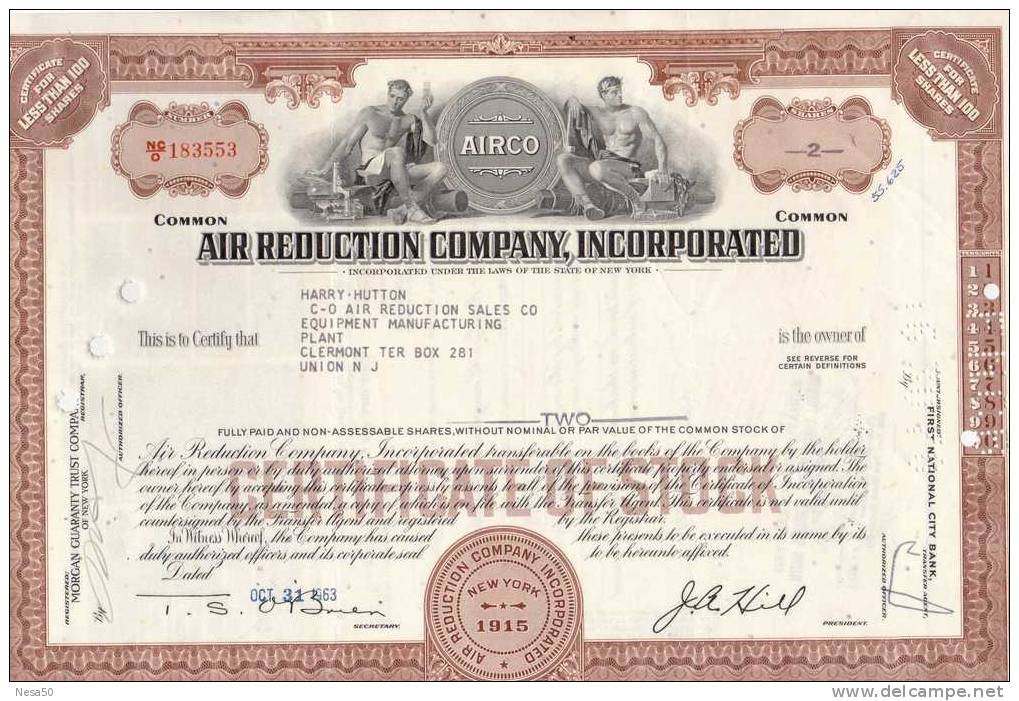 Air Reduction Company , 31-10-1963   2 Shares - A - C