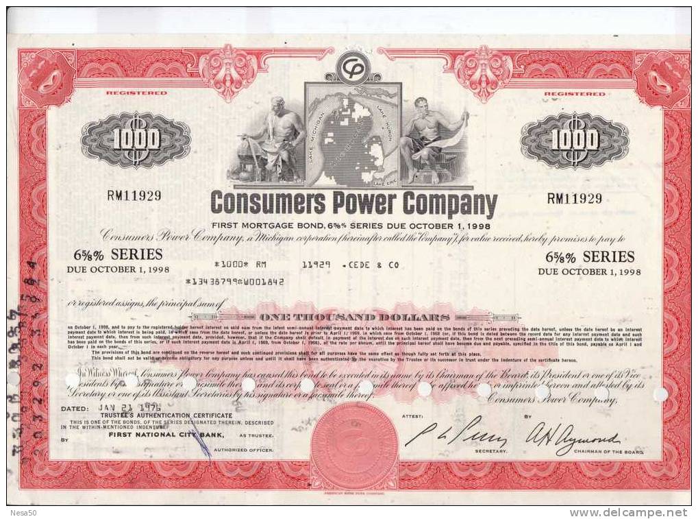 Consumers Power Company ,1-10-1998  1.000$   6 5/8 % - P - R