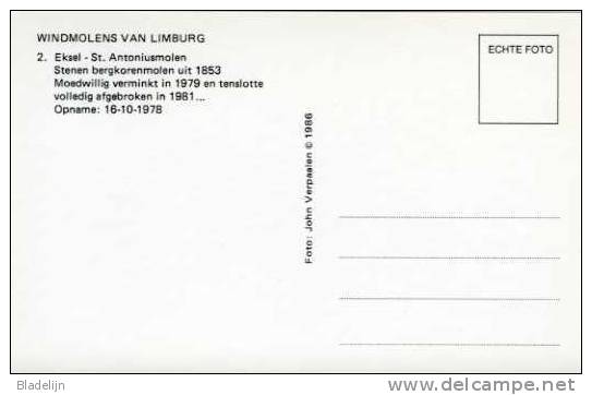 EKSEL (Limburg) - Molen/moulin - Prentkaart Van De Verdwenen Sint-Antonius Molen In 1978, Kort Voor De Afbraak - Hechtel-Eksel