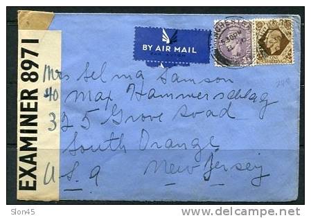 Great Britain 1942 Cover Sent To USA Censored - Fiscale Zegels