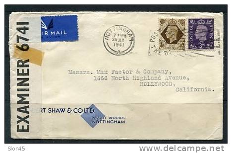 Great Britain 1941 Cover Sent To USA Censored - Fiscaux
