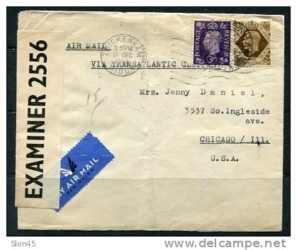 Great Britain 1940  Cover Sent To USA Censored - Revenue Stamps