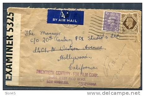 Great Britain 1941  Cover Sent To USA Censored - Revenue Stamps