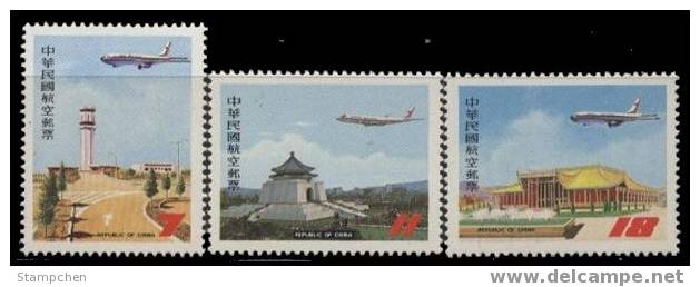Taiwan 1984 Airmail Stamps Of Rep Of China Plane Airport Architecture - Poste Aérienne