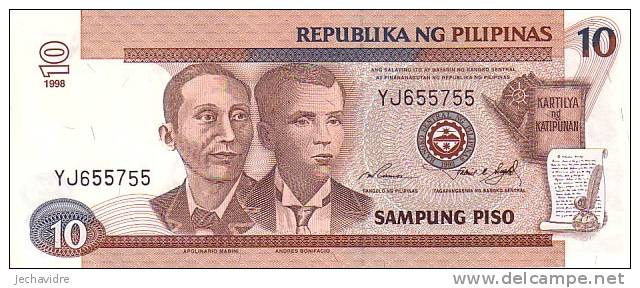 PHILIPPINES   10 Piso   Daté De 1998   Pick 187c  Signature 14     ***** BILLET  NEUF ***** - Filipinas