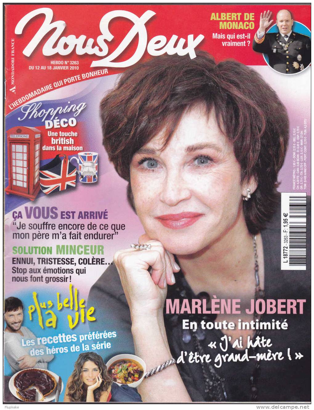 Nous Deux 3263 Janvier 2010 Marlène Jobert En Toute Intimité Albert De Monaco - People