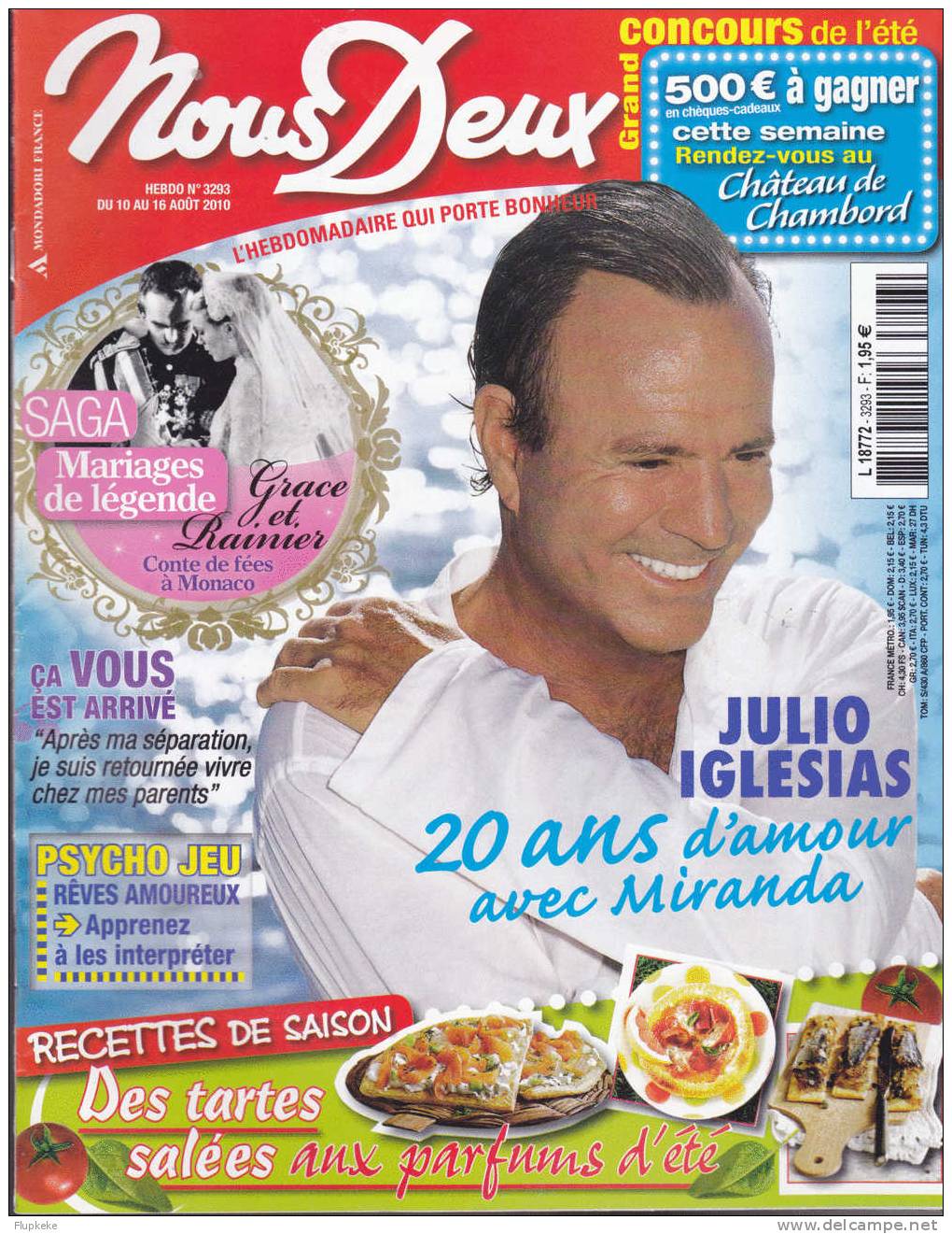 Nous Deux 3293 Août 2010 Julio Iglesias 20 Ans D´Amour Avec Miranda Grace Et Rainier Conte De Fée à Monaco - People