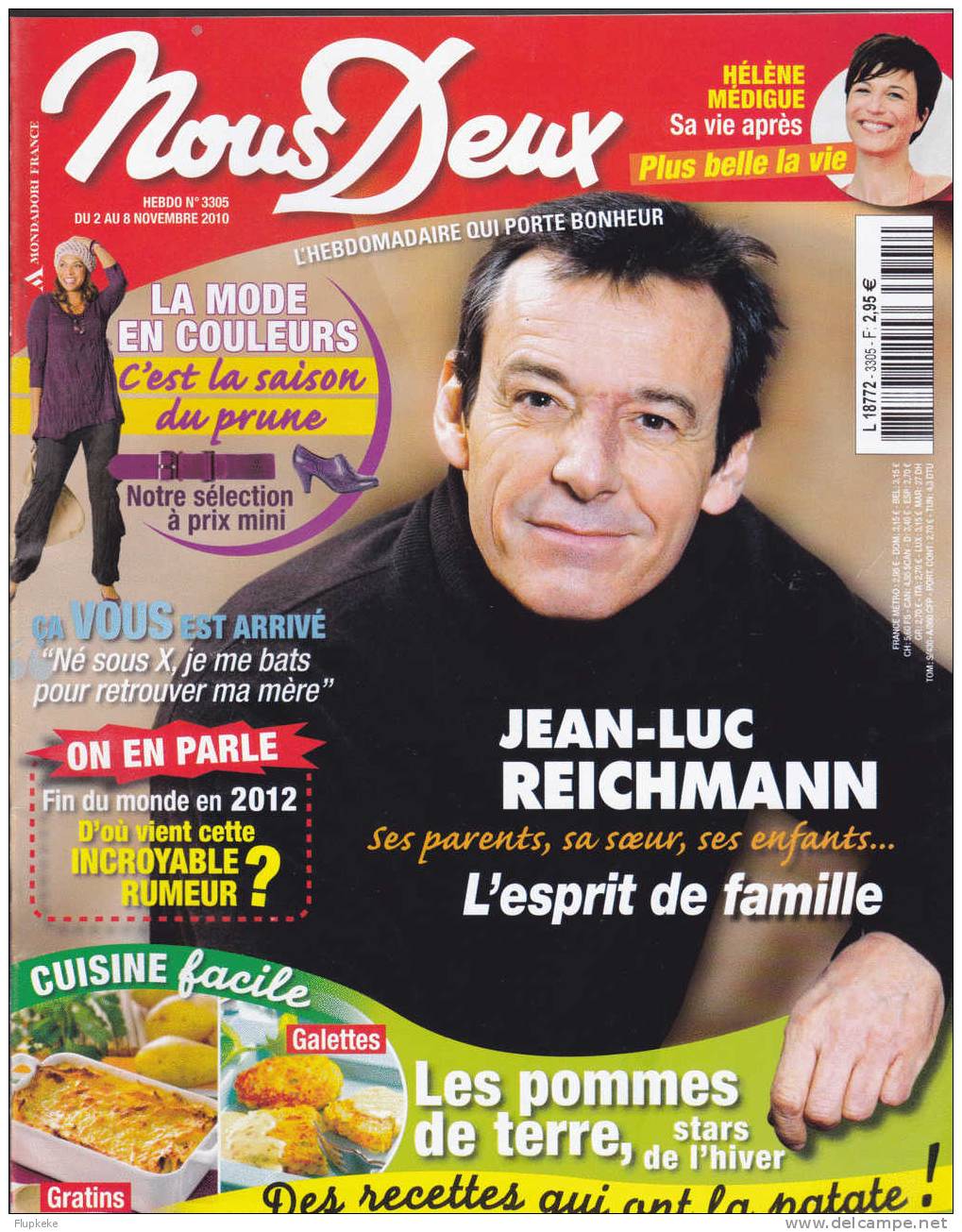 Nous Deux 3305 Novembre 2010 Jean-Luc Reichmann Et L´Esprit De Famille Hélène Médigue Plus Belle La Vie - Gente