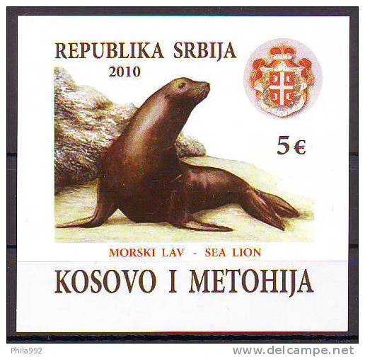 Kosovo And Metohija Serbia 2010 FAUNA SEA LION Block PRIVAT MNH - Kosovo