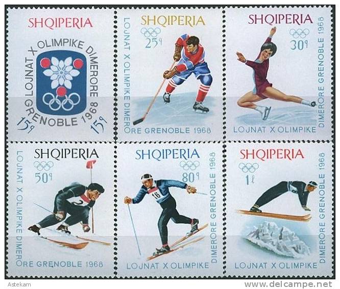 ALBANIA 1967, WINTER OLYMPICS In GRENOBLE, SKI SKATING, HOCKEY, COMPLETE, MNH SERIES With GOOD QUALITY, *** - Winter 1968: Grenoble