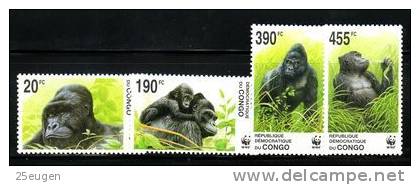 CONGO KINSHASA  2002 GORILLAS  MINT - Gorilles