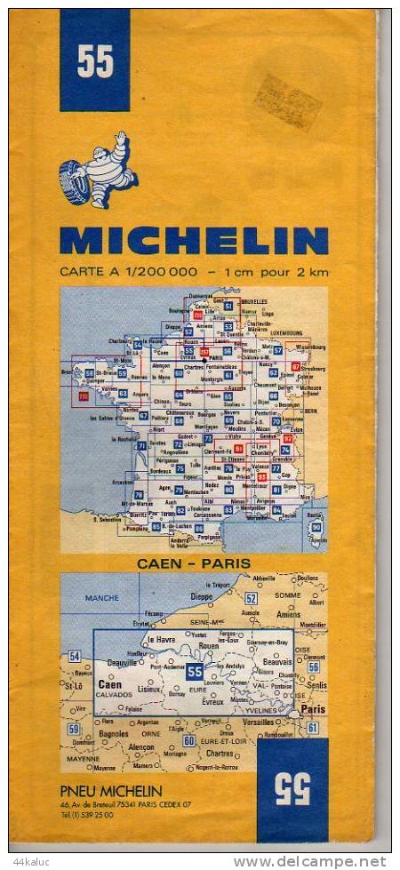 Carte MICHELIN  CAEN PARIS N° 55  Datée 1981 - Roadmaps