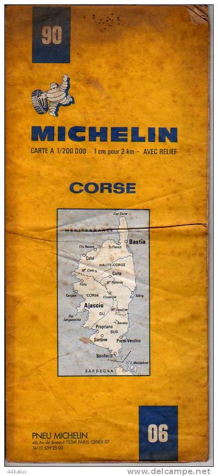 Carte MICHELIN  CORSE N°90  Datée 1977 - Roadmaps
