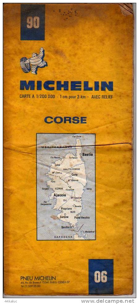 Carte MICHELIN  CORSE N°90  Datée 1977 - Callejero