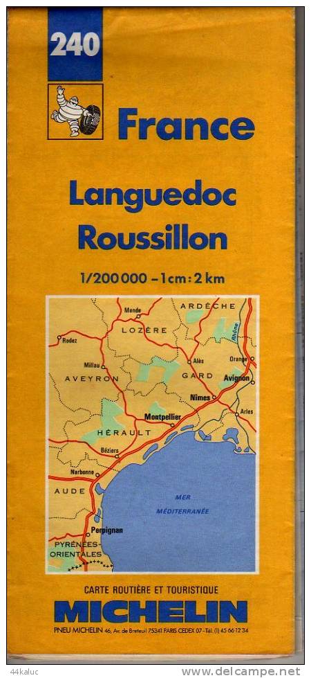 Carte MICHELIN  LANGUEDOC ROUSSILLON N° 240   Datée 1988/1989 - Roadmaps